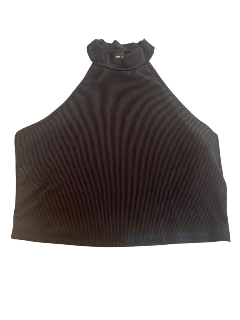 SHEIN Black Ribbed High Neck Tank Top small